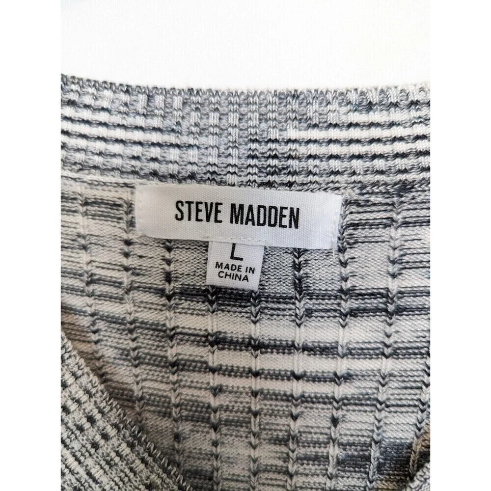 STEVE‎ MADDEN Sophie Dress Womens Size L Black Long Sleeve Bodycon Ruched Casual